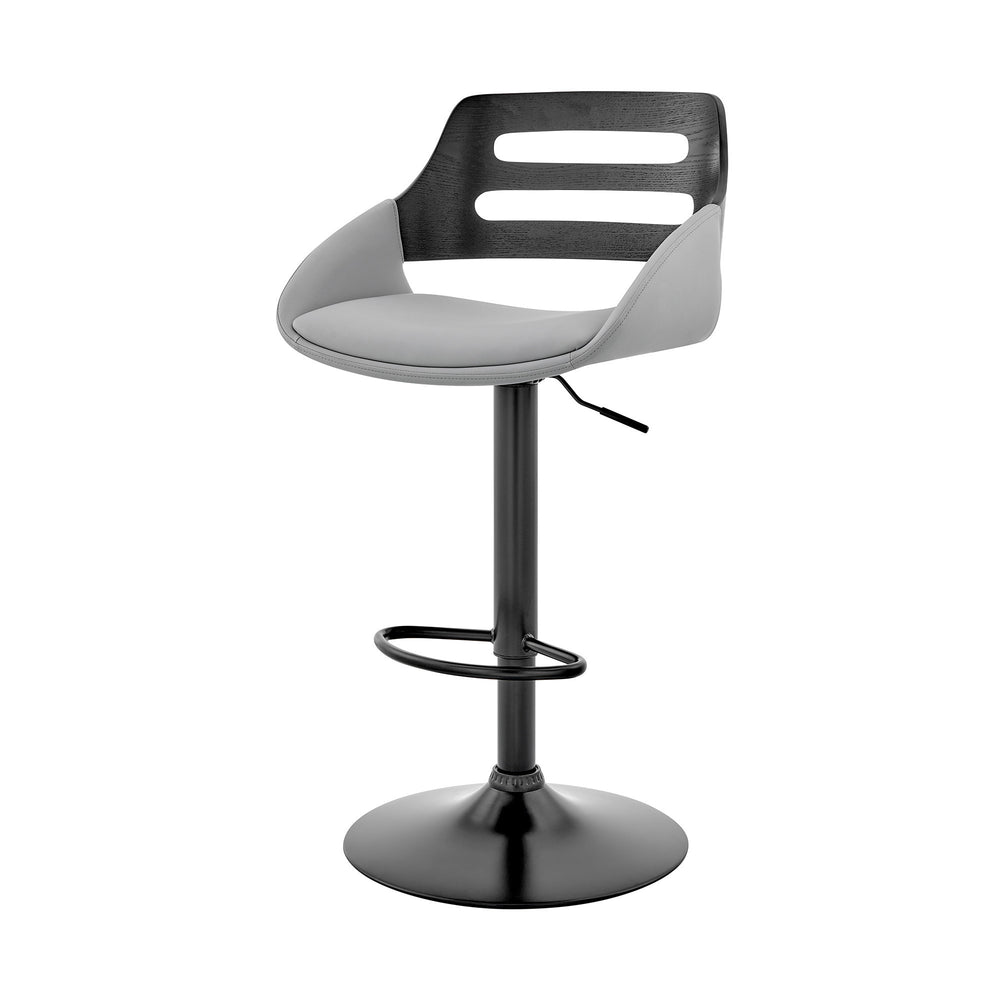 25" Gray And Black Iron Swivel Low Back Adjustable Height Bar Chair - Homeroots