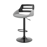 25" Gray And Black Iron Swivel Low Back Adjustable Height Bar Chair - Homeroots