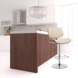 24" Cream And Silver Faux Leather And Iron Swivel Low Back Adjustable Height Bar Chair - Homeroots - Flyclothing LLC