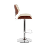 24" Cream And Silver Faux Leather And Iron Swivel Low Back Adjustable Height Bar Chair - Homeroots - Flyclothing LLC