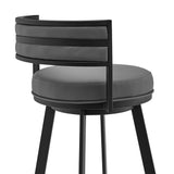 26" Gray And Black Faux Leather And Iron Swivel Low Back Counter Height Bar Chair - Homeroots - Flyclothing LLC