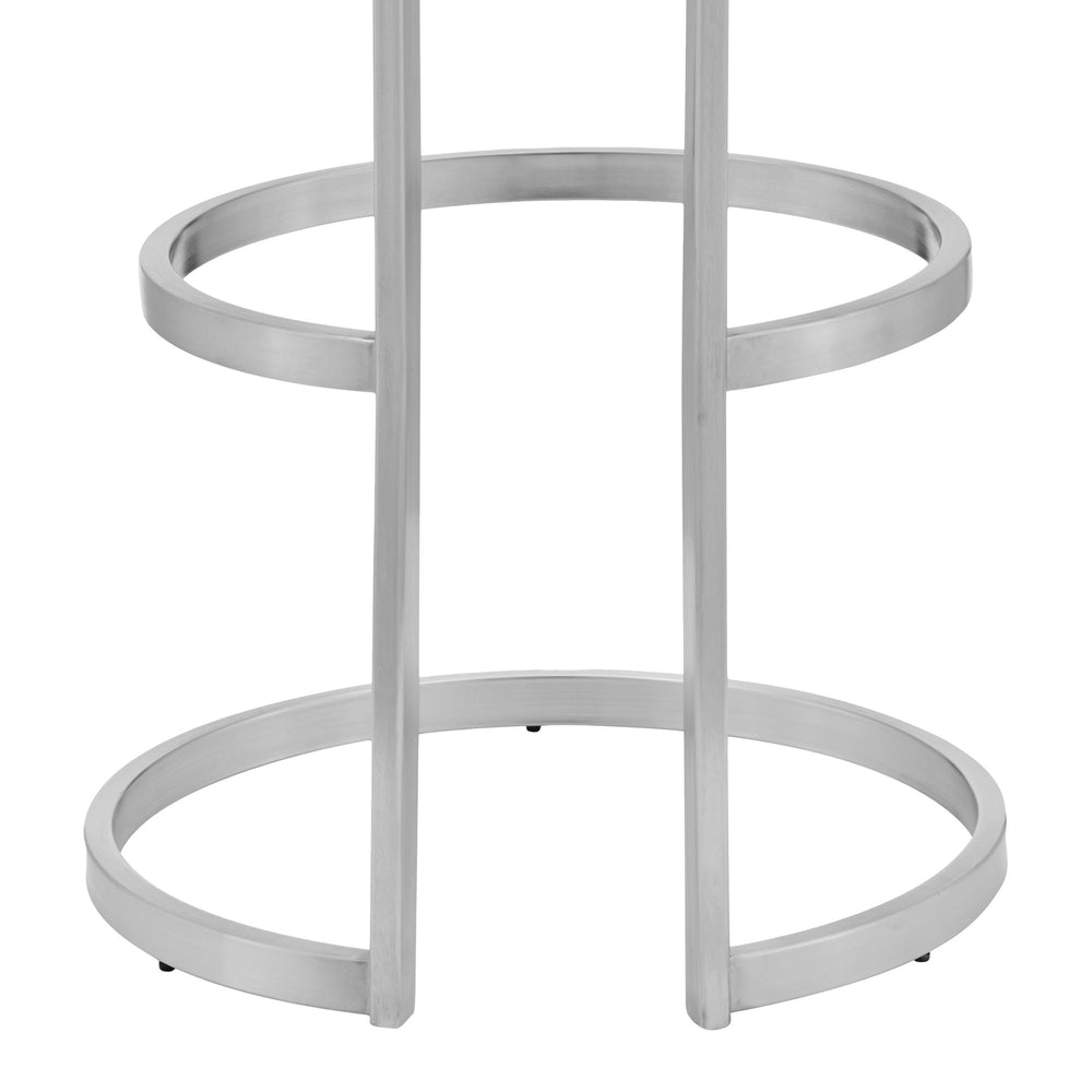 30" Gray And Silver Faux Leather And Iron Swivel Backless Bar Height Bar Chair - Homeroots - Flyclothing LLC