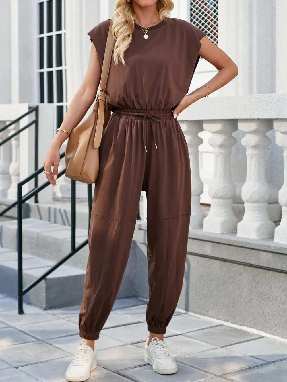 Backless Drawstring Waist Jumpsuit - Trendsi - Flyclothing LLC