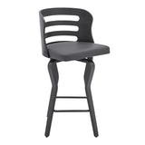 25" Gray And Black Faux Leather And Iron Swivel Low Back Counter Height Bar Chair - Homeroots - Flyclothing LLC