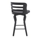 25" Gray And Black Faux Leather And Iron Swivel Low Back Counter Height Bar Chair - Homeroots - Flyclothing LLC