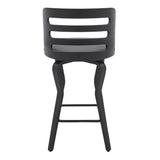 25" Gray And Black Faux Leather And Iron Swivel Low Back Counter Height Bar Chair - Homeroots - Flyclothing LLC