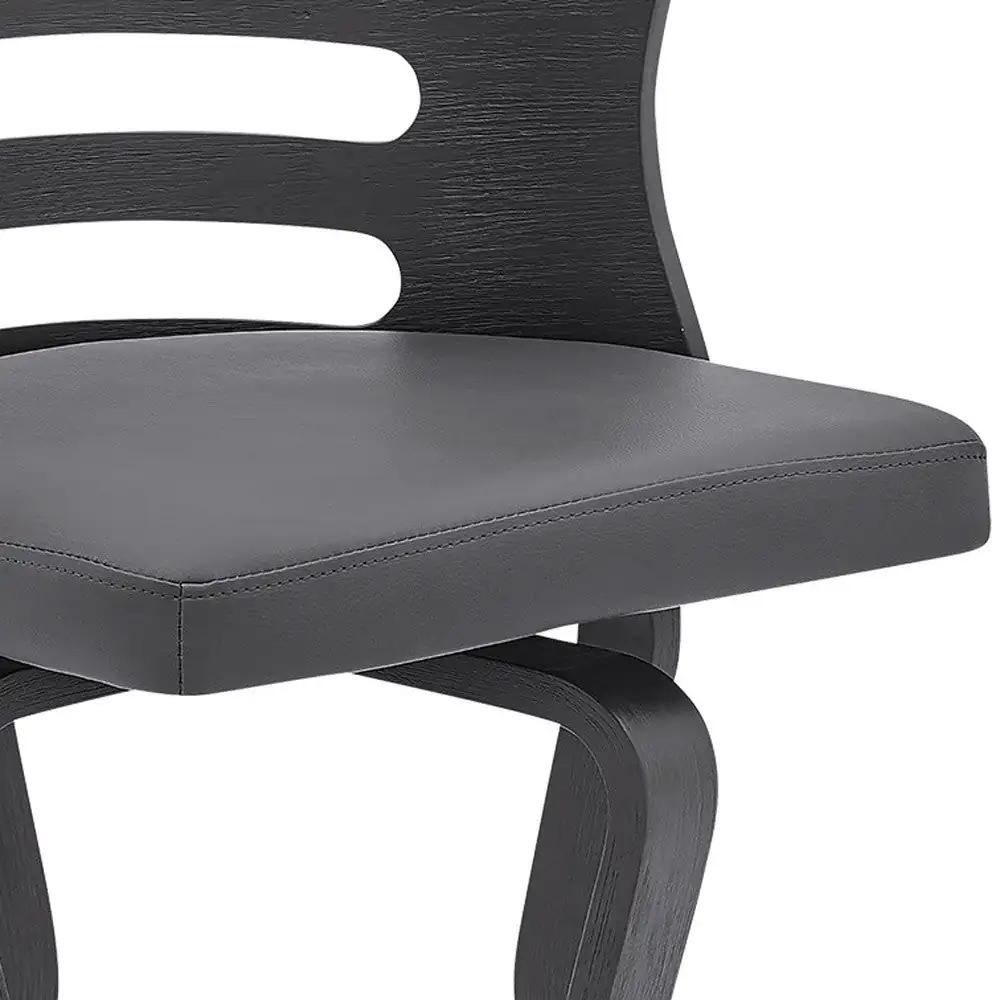 25" Gray And Black Faux Leather And Iron Swivel Low Back Counter Height Bar Chair - Homeroots - Flyclothing LLC
