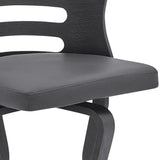 25" Gray And Black Faux Leather And Iron Swivel Low Back Counter Height Bar Chair - Homeroots - Flyclothing LLC