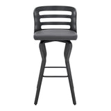 29" Gray And Black Faux Leather And Iron Swivel Low Back Bar Height Bar Chair - Homeroots - Flyclothing LLC
