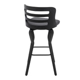 29" Gray And Black Faux Leather And Iron Swivel Low Back Bar Height Bar Chair - Homeroots - Flyclothing LLC