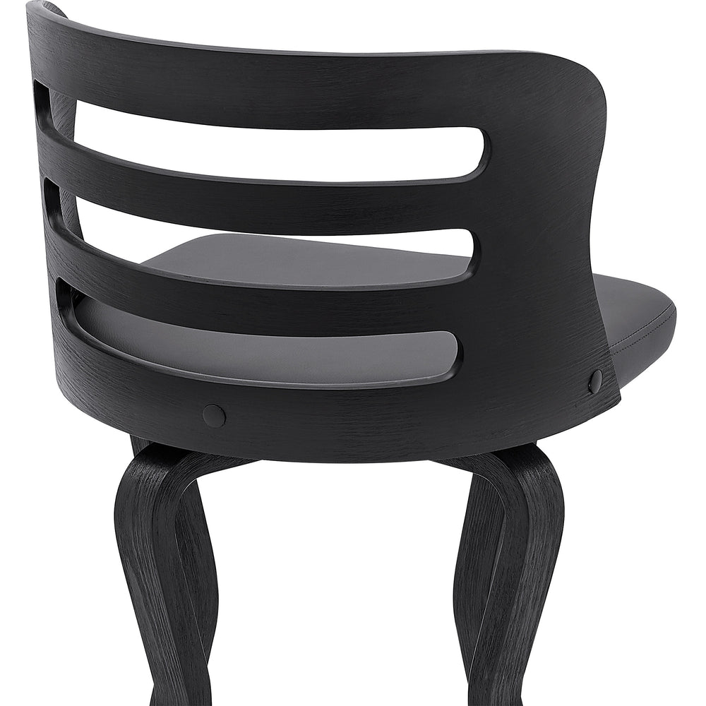 29" Gray And Black Faux Leather And Iron Swivel Low Back Bar Height Bar Chair - Homeroots - Flyclothing LLC