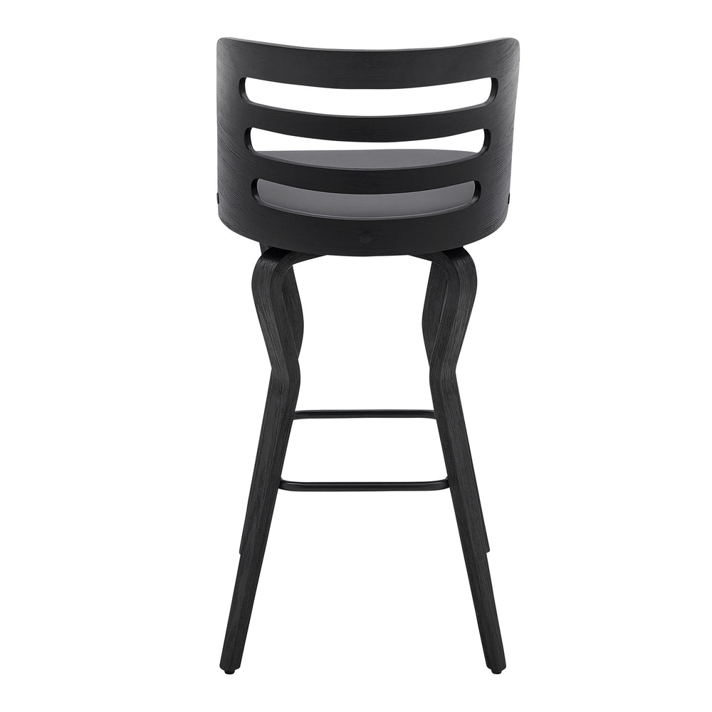 29" Gray And Black Faux Leather And Iron Swivel Low Back Bar Height Bar Chair - Homeroots - Flyclothing LLC