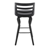 29" Gray And Black Faux Leather And Iron Swivel Low Back Bar Height Bar Chair - Homeroots - Flyclothing LLC