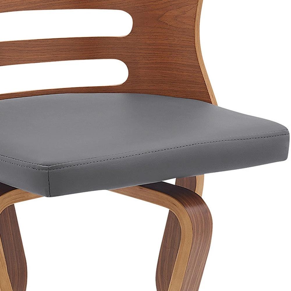 29" Gray And Brown Faux Leather Swivel Low Back Bar Height Bar Chair - Homeroots