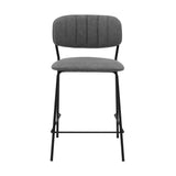 26" Gray And Black Iron Counter Height Bar Chair - Homeroots