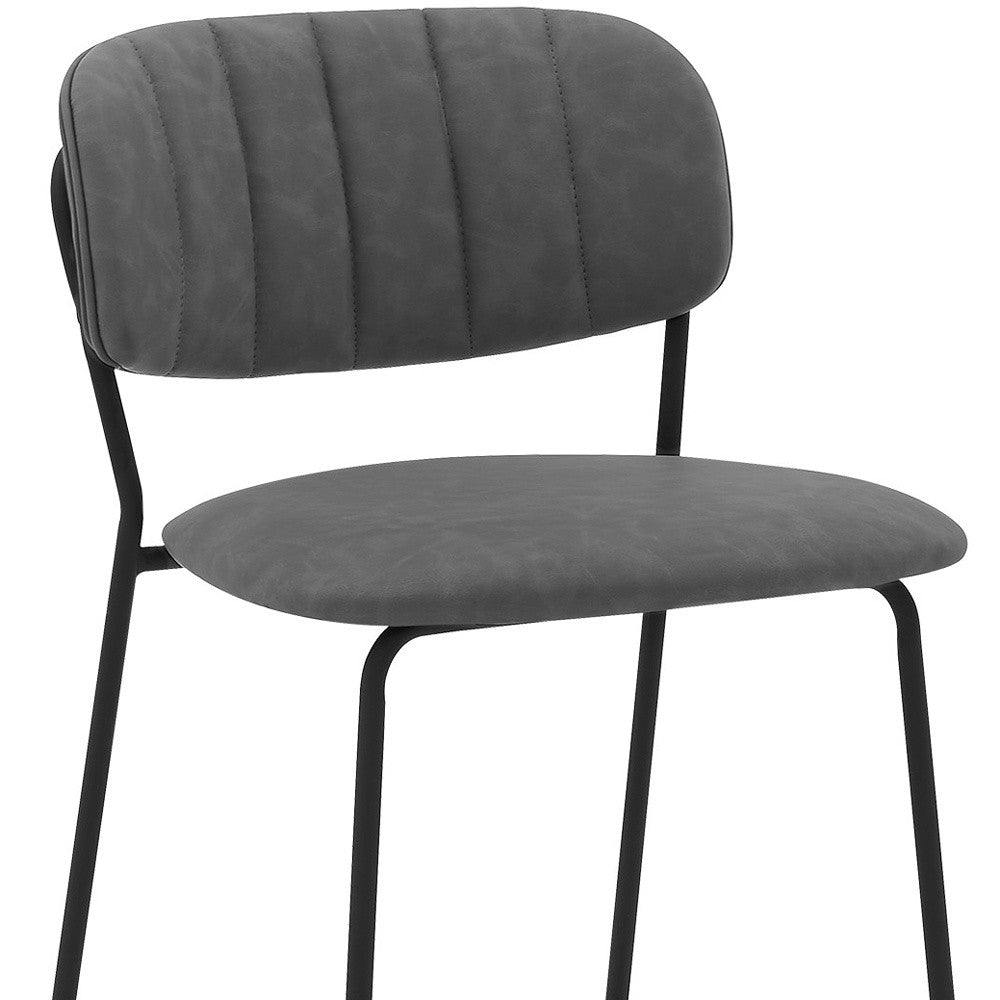 26" Gray And Black Iron Counter Height Bar Chair - Homeroots