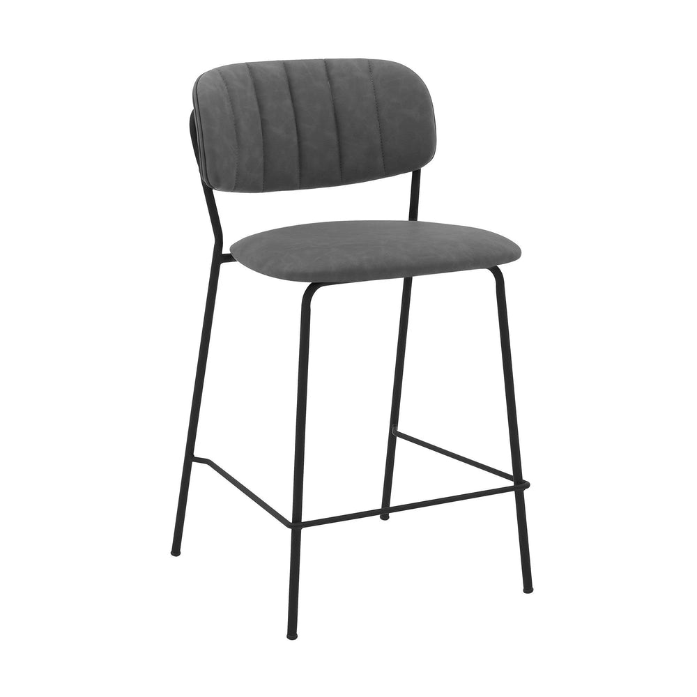 26" Gray And Black Iron Counter Height Bar Chair - Homeroots