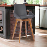 27" Gray And Brown Iron Swivel Counter Height Bar Chair - Homeroots - Flyclothing LLC