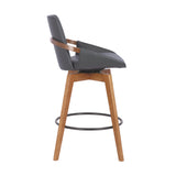 27" Gray And Brown Iron Swivel Counter Height Bar Chair - Homeroots - Flyclothing LLC
