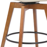 27" Cream And Black Powder Coated Footrest Iron Swivel Counter Height Bar Chair - Homeroots - Flyclothing LLC