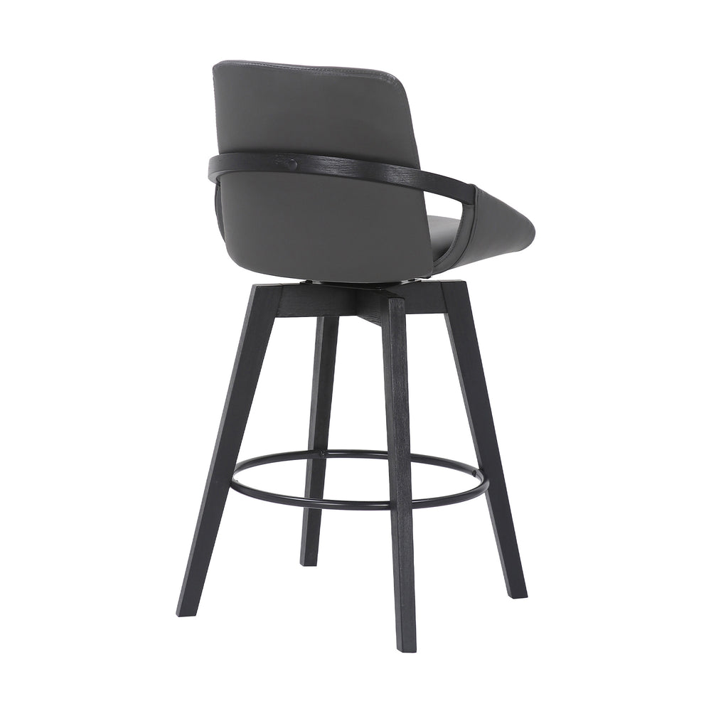 27" Gray And Black Faux Leather Swivel Low Back Bar Height Bar Chair - Homeroots - Flyclothing LLC