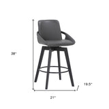 27" Gray And Black Faux Leather Swivel Low Back Bar Height Bar Chair - Homeroots - Flyclothing LLC