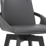27" Gray And Black Faux Leather Swivel Low Back Bar Height Bar Chair - Homeroots - Flyclothing LLC