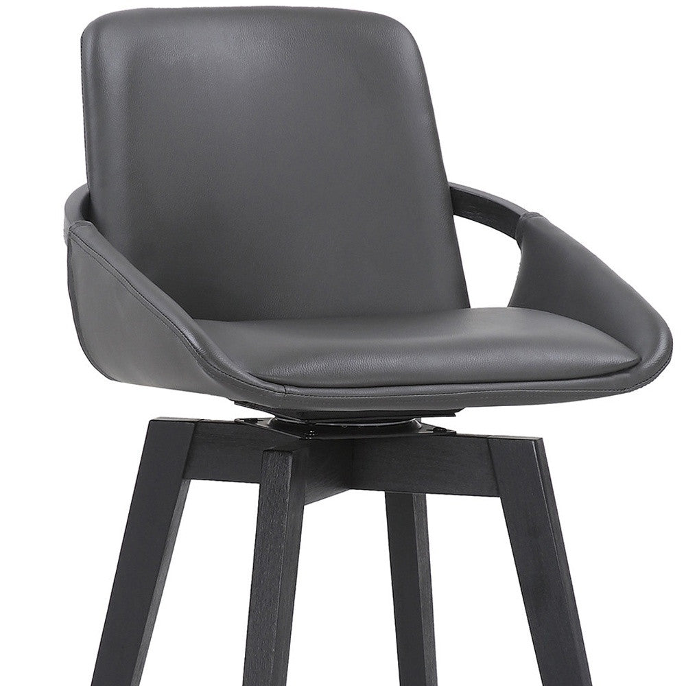 31" Gray And Black Iron Swivel Bar Height Bar Chair - Homeroots - Flyclothing LLC