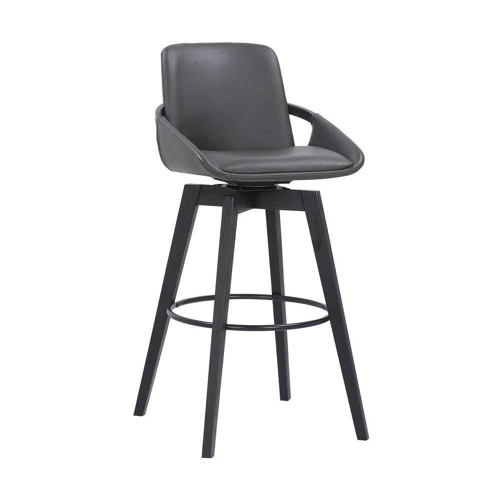 31" Gray And Black Iron Swivel Bar Height Bar Chair - Homeroots - Flyclothing LLC