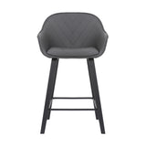 26" Gray And Black Iron Counter Height Bar Chair - Homeroots