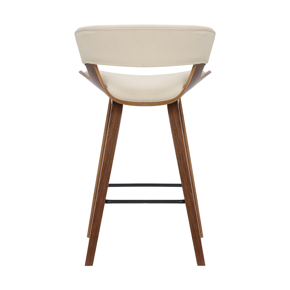 27" Cream And Brown Iron Low Back Counter Height Bar Chair - Homeroots