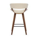 27" Cream And Brown Iron Low Back Counter Height Bar Chair - Homeroots