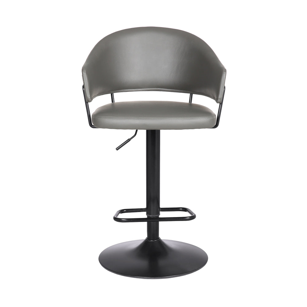 25" Gray And Black Iron Swivel Adjustable Height Bar Chair - Homeroots - Flyclothing LLC