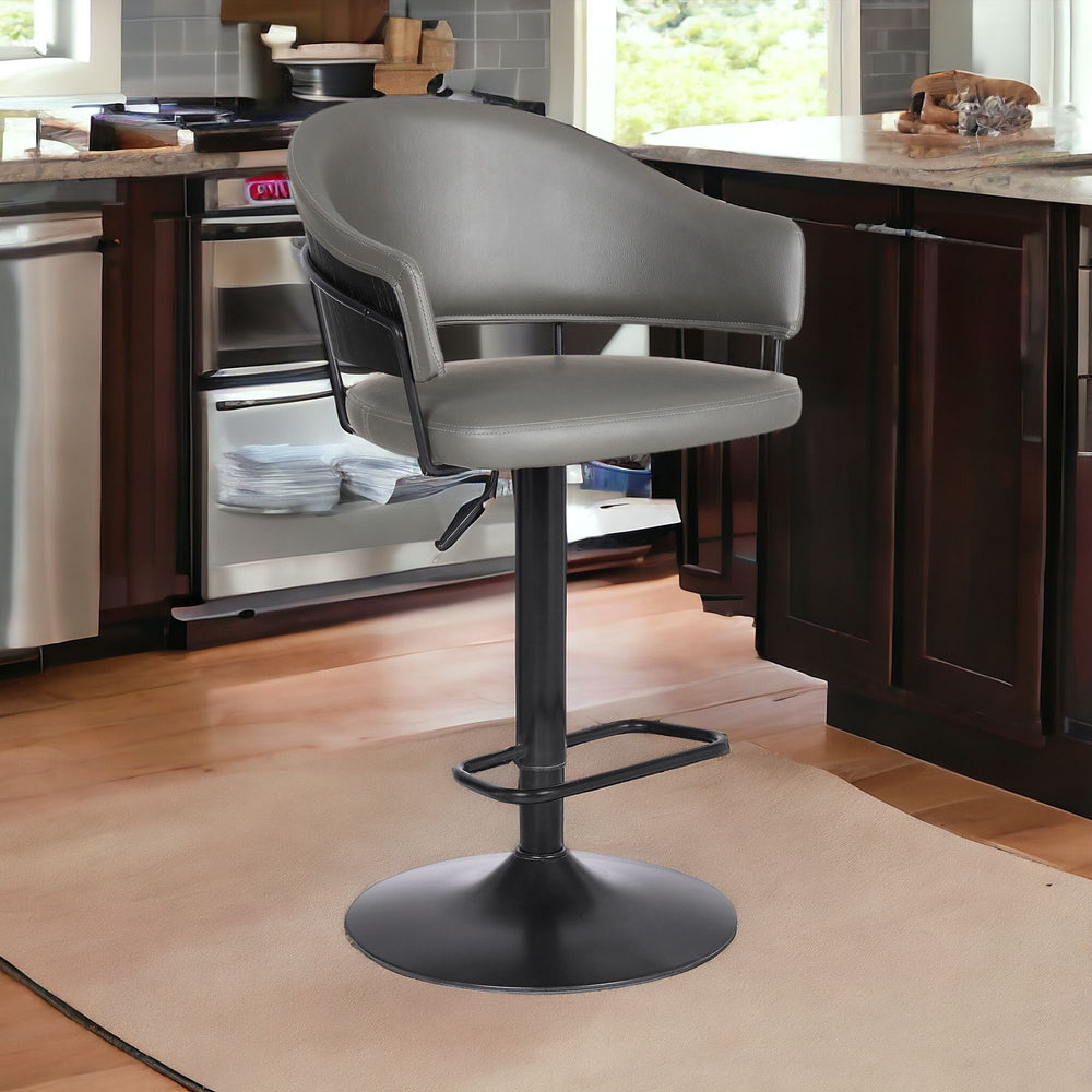 25" Gray And Black Iron Swivel Adjustable Height Bar Chair - Homeroots - Flyclothing LLC