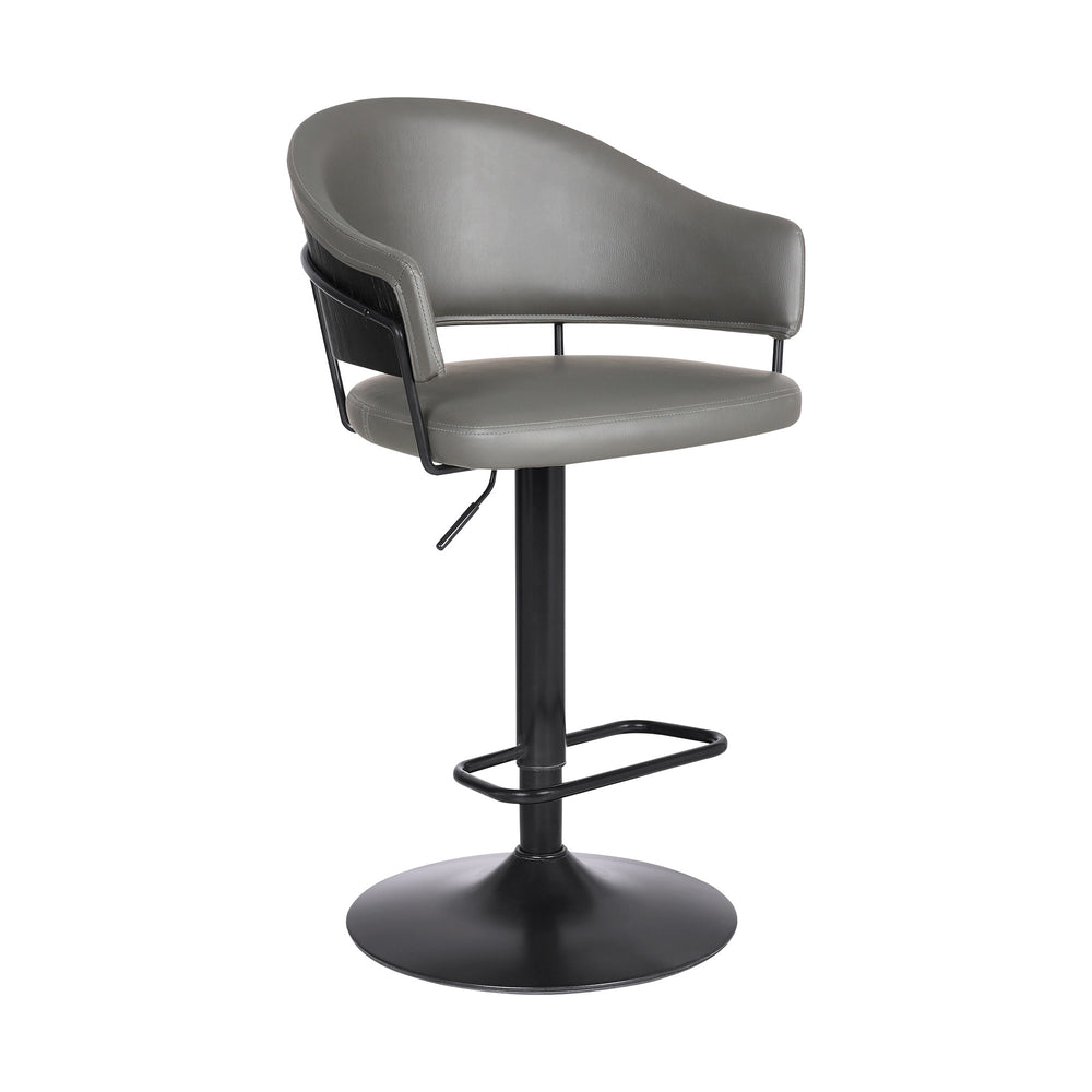 25" Gray And Black Iron Swivel Adjustable Height Bar Chair - Homeroots - Flyclothing LLC