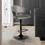 25" Gray And Black Iron Swivel Adjustable Height Bar Chair - Homeroots - Flyclothing LLC