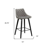 26" Gray And Black Iron Counter Height Bar Chair - Homeroots