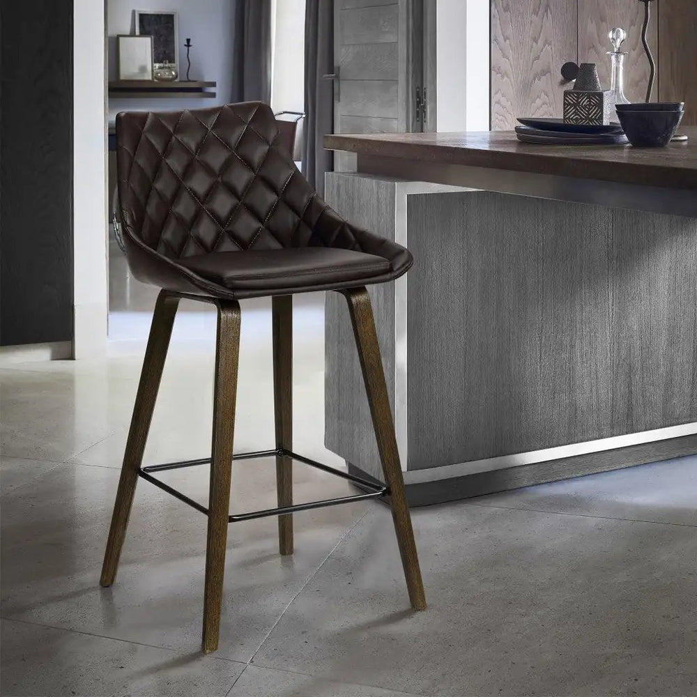 26" Brown Iron Counter Height Bar Chair - Homeroots