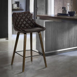 26" Brown Iron Counter Height Bar Chair - Homeroots
