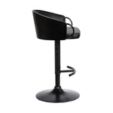 24" Black Faux Leather And Iron Swivel Low Back Adjustable Height Bar Chair - Homeroots