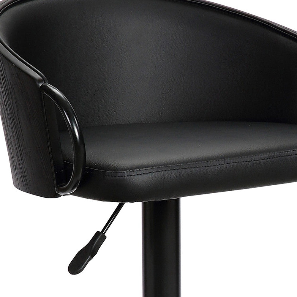 24" Black Faux Leather And Iron Swivel Low Back Adjustable Height Bar Chair - Homeroots
