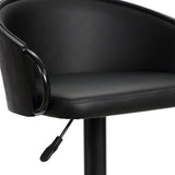 24" Black Faux Leather And Iron Swivel Low Back Adjustable Height Bar Chair - Homeroots