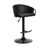 24" Black Faux Leather And Iron Swivel Low Back Adjustable Height Bar Chair - Homeroots