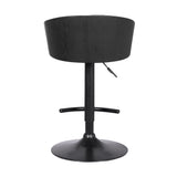 24" Black Faux Leather And Iron Swivel Low Back Adjustable Height Bar Chair - Homeroots