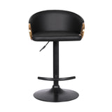 24" Black Faux Leather And Iron Swivel Low Back Adjustable Height Bar Chair - Homeroots