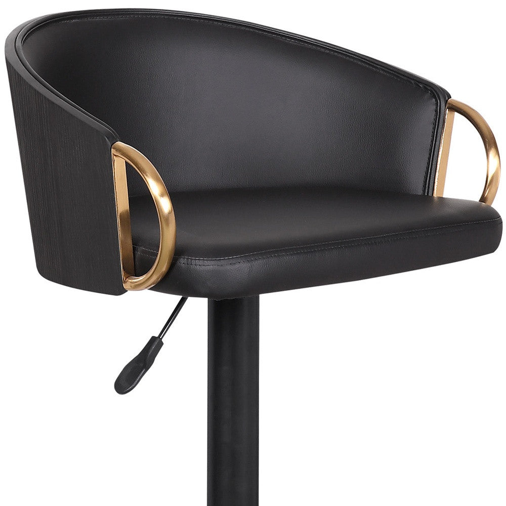 24" Black Faux Leather And Iron Swivel Low Back Adjustable Height Bar Chair - Homeroots