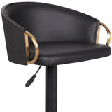 24" Black Faux Leather And Iron Swivel Low Back Adjustable Height Bar Chair - Homeroots