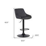24" Gray And Black Iron Swivel Low Back Adjustable Height Bar Chair - Homeroots - Flyclothing LLC