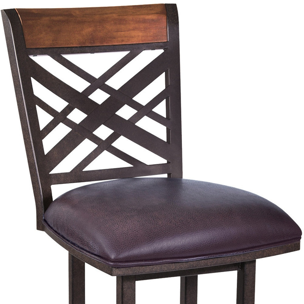 30" Brown Faux Leather And Iron Bar Height Bar Chair - Homeroots - Flyclothing LLC