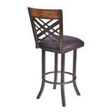 30" Brown Faux Leather And Iron Bar Height Bar Chair - Homeroots - Flyclothing LLC